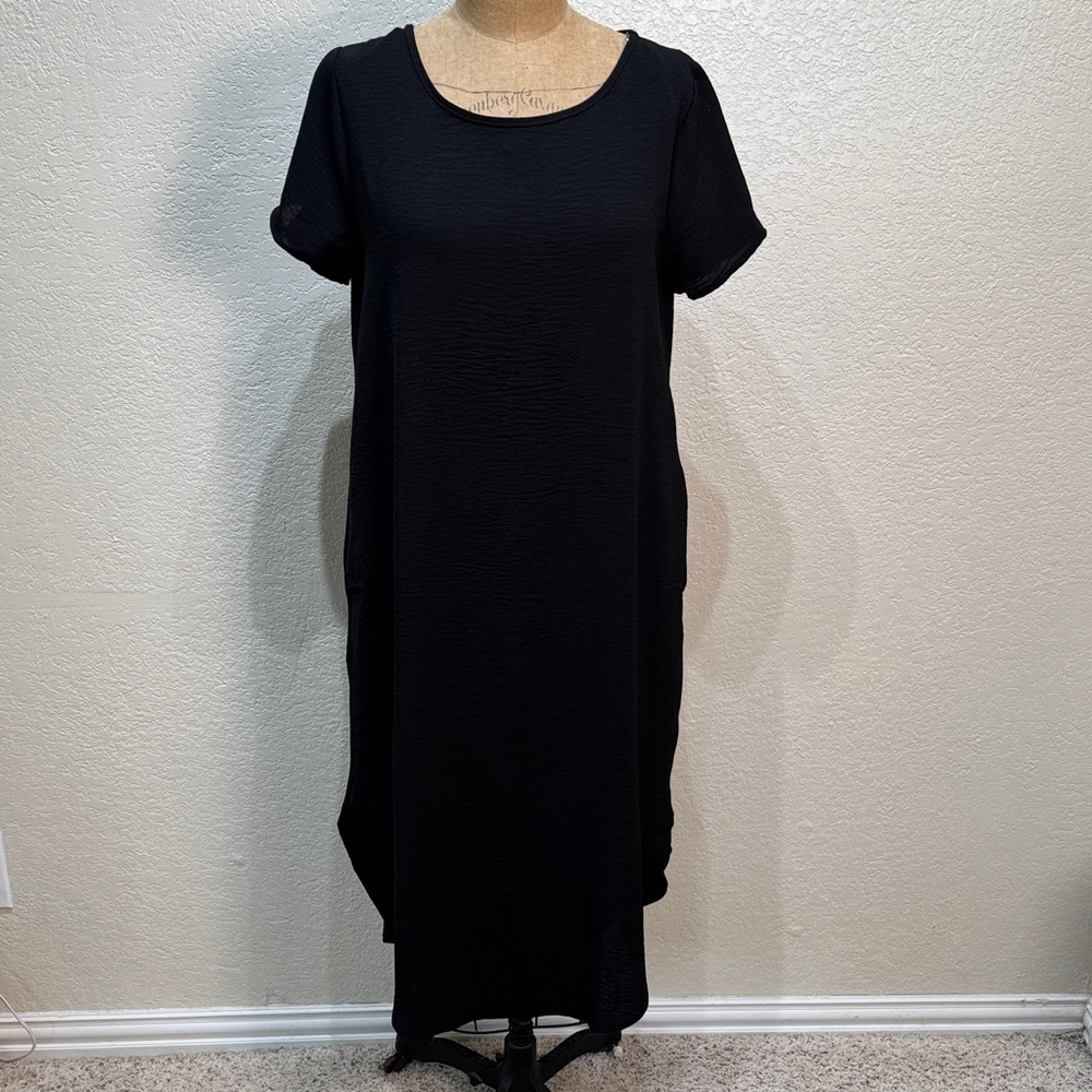 Mittoshop Women Small‎ Black Short Sleeve High Low Hem With Side Slit Dress NWT